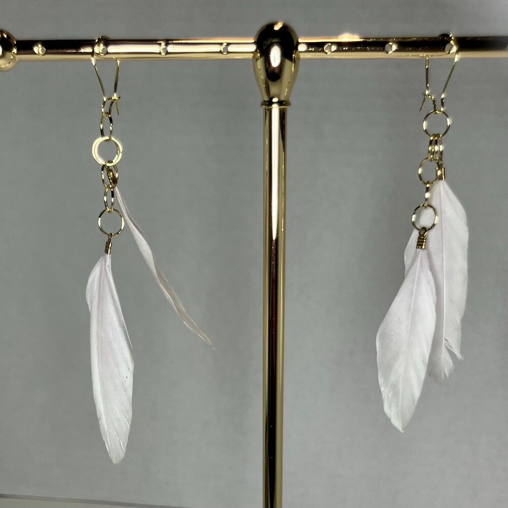 Handmade Pink Feather Earrings